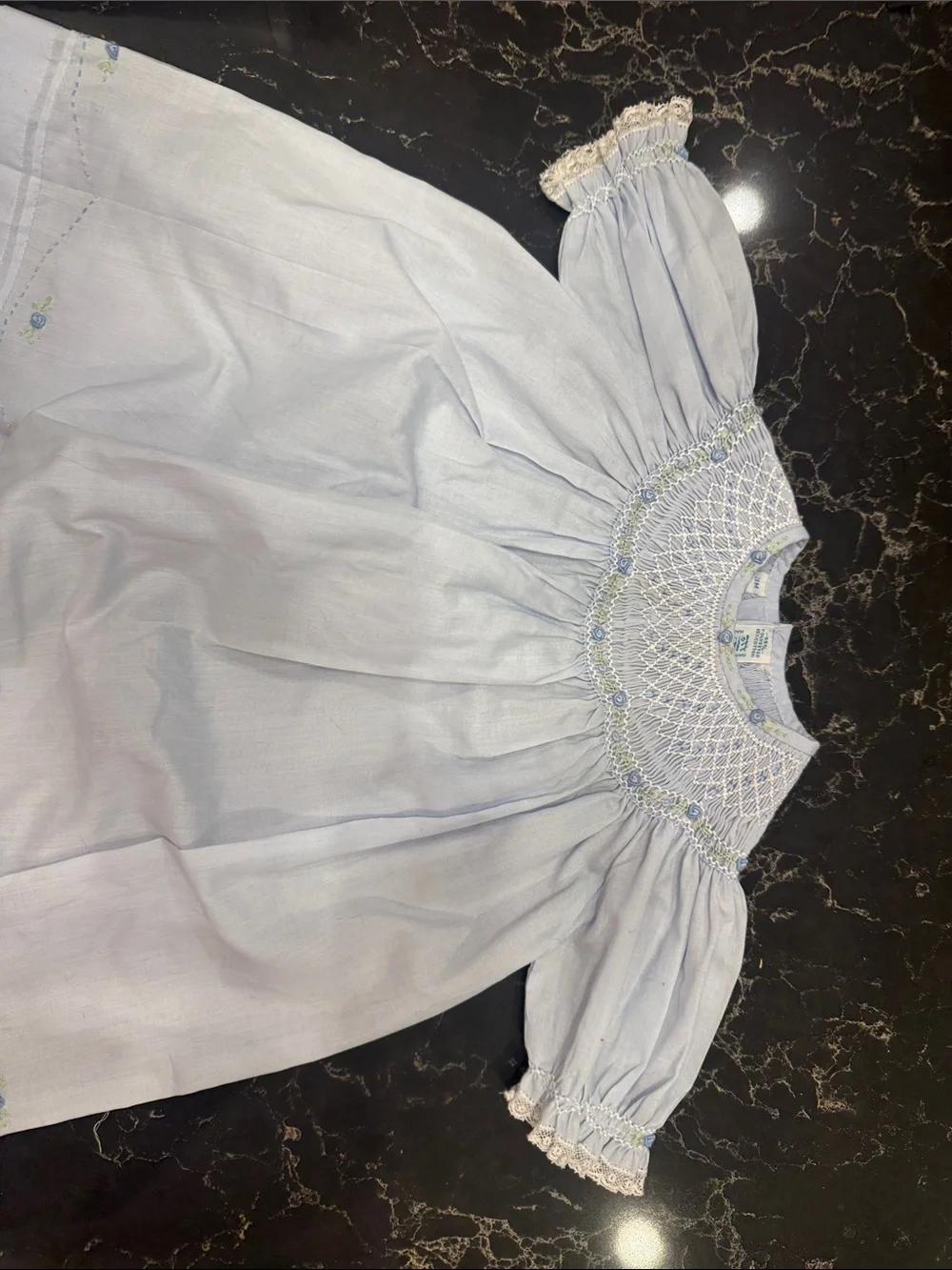 Light Blue Smocked Girls' Formal Dress